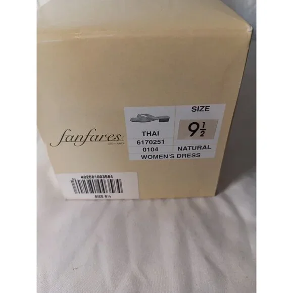 Fanfares Thai Womens 9.5 Dress Sandal Natural Tan Slide Slip On Knotted NEW - Picture 8 of 8